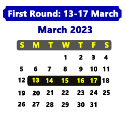 SAMF Challenge 1st round calender 14-18 March 2023
